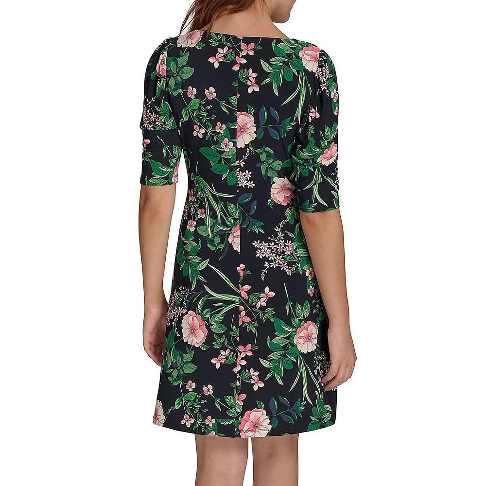 Grand Prix Floral A-Line Jersey Dress