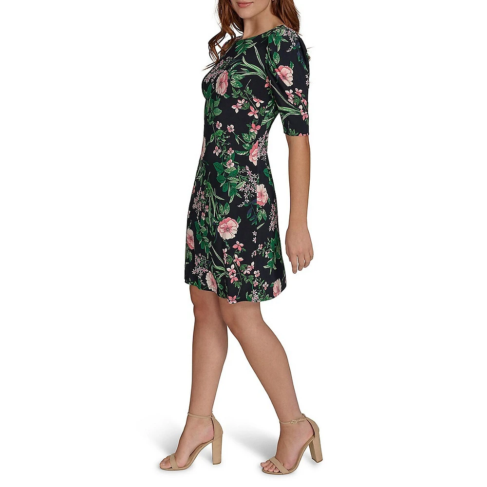 Grand Prix Floral A-Line Jersey Dress