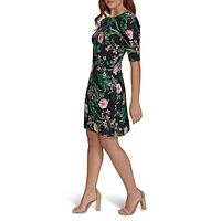 Grand Prix Floral A-Line Jersey Dress