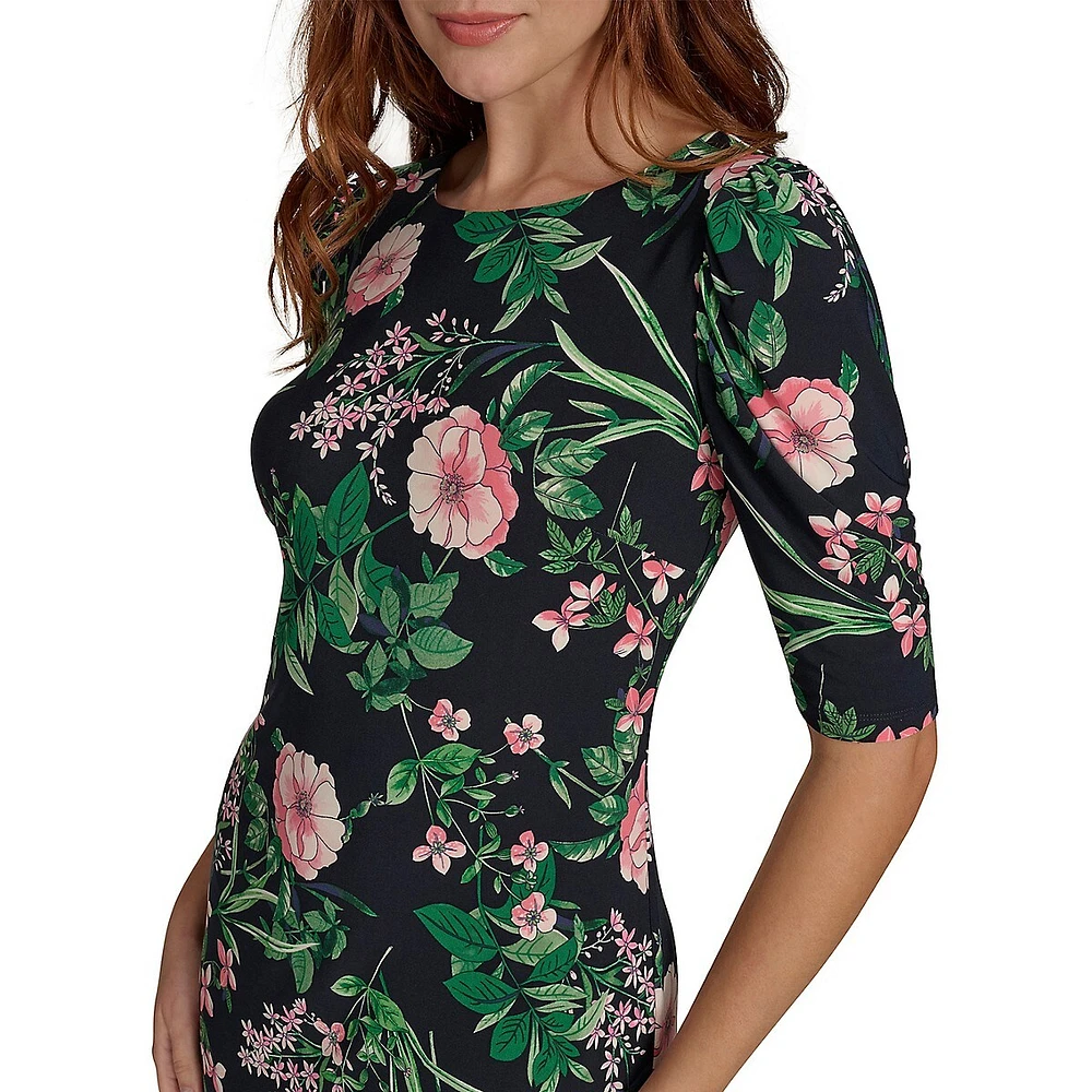 Grand Prix Floral A-Line Jersey Dress