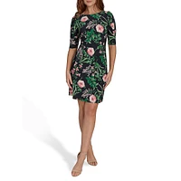 Grand Prix Floral A-Line Jersey Dress