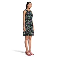 Flounce-Hem Floral Shift Dress