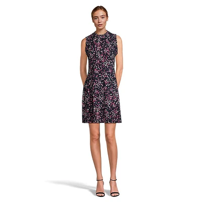 Mini-Ruffle Floral A-Line Dress