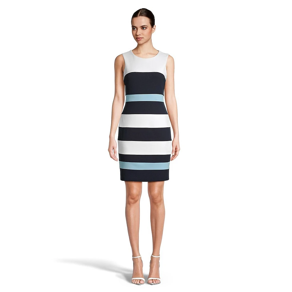 Colorblock Scuba Crepe Sheath Dress