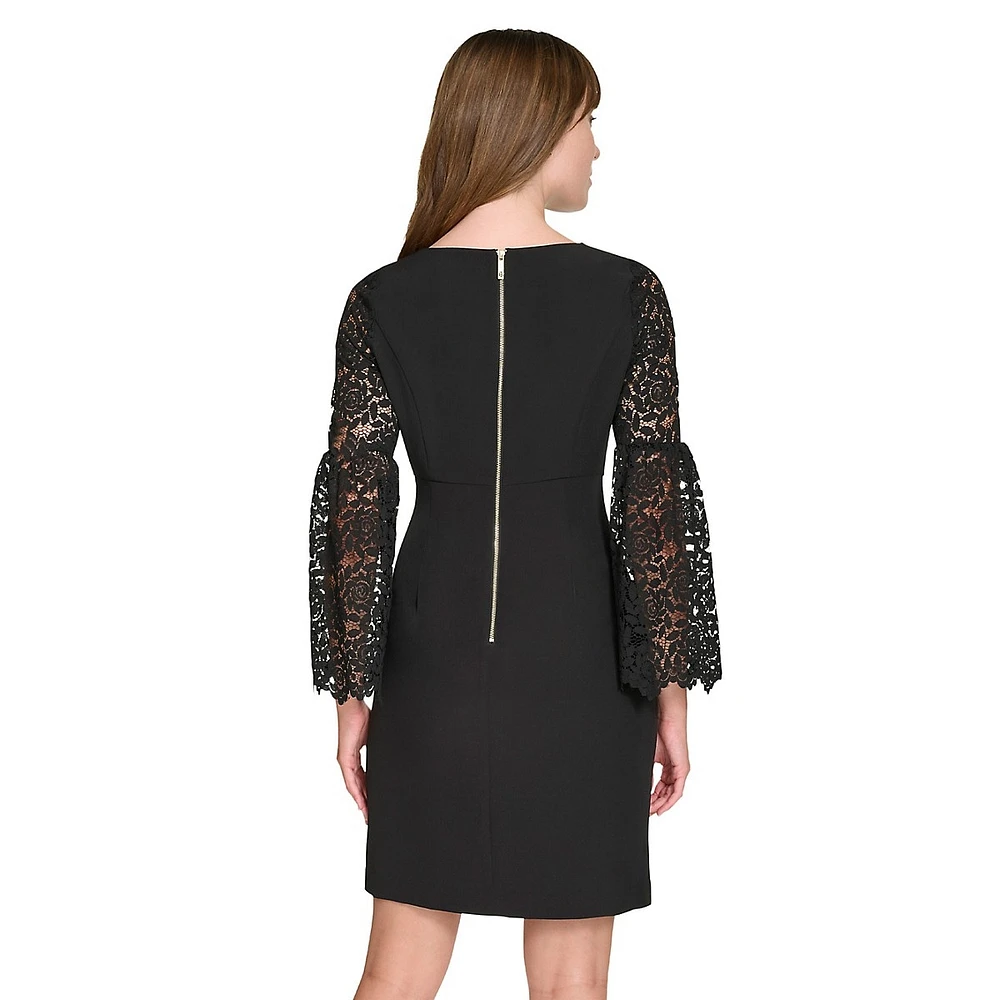 Lace-Sleeve Sheath Dress