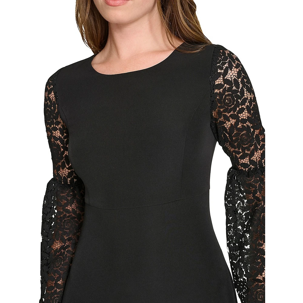 Lace-Sleeve Sheath Dress