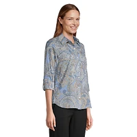 Dancing Paisley Roll-Tab Sleeve Shirt