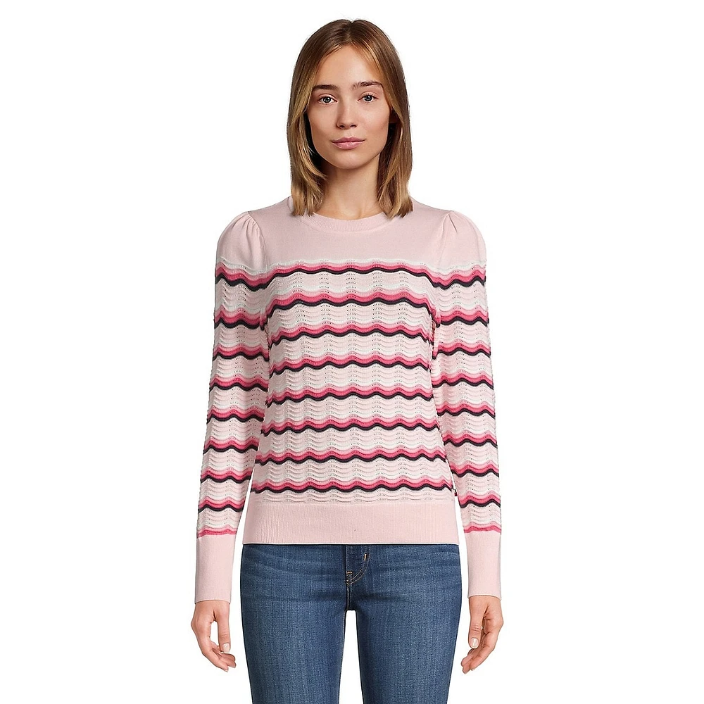 Scallop-Stripe Sweater