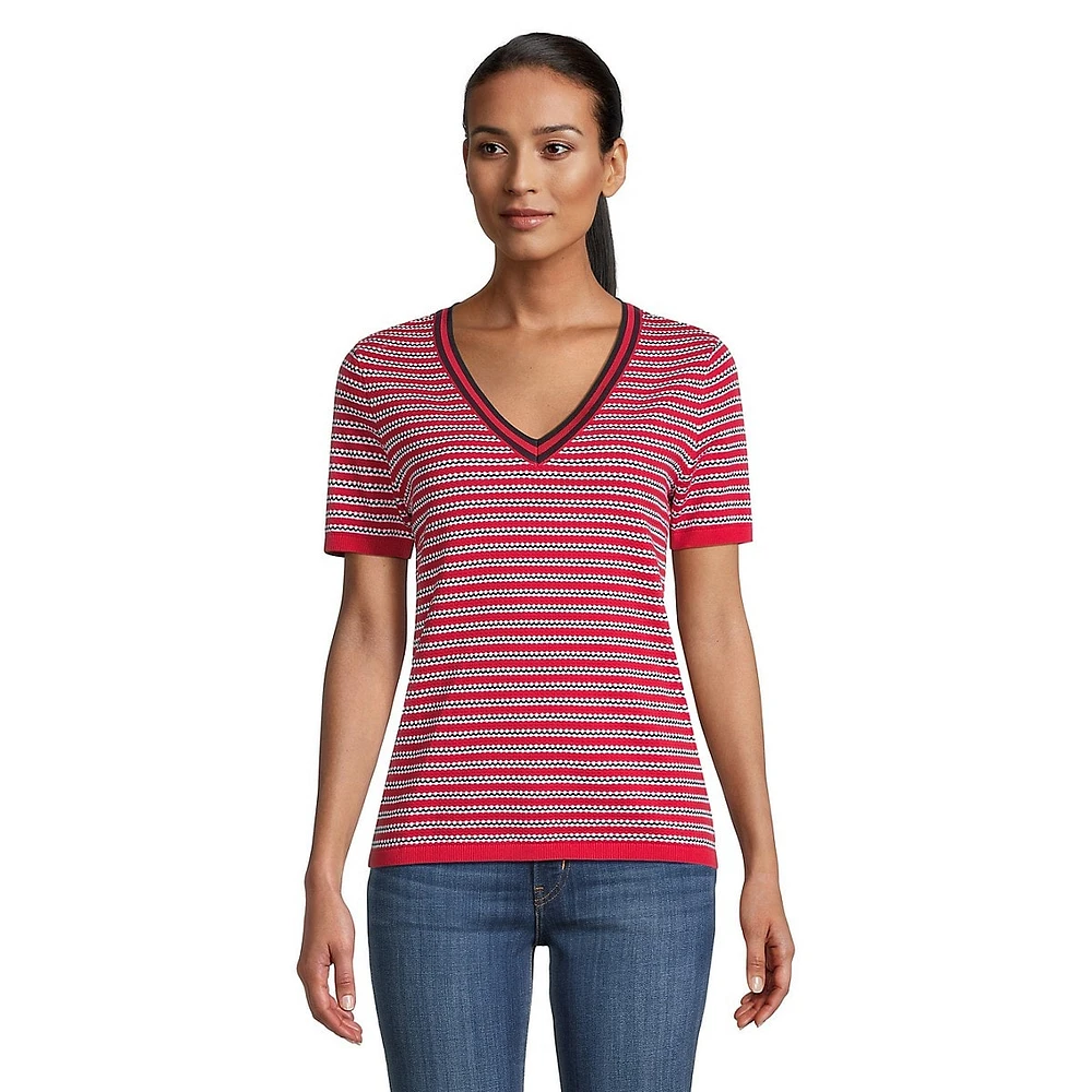 Seabrook Stripe Short-Sleeve Sweater