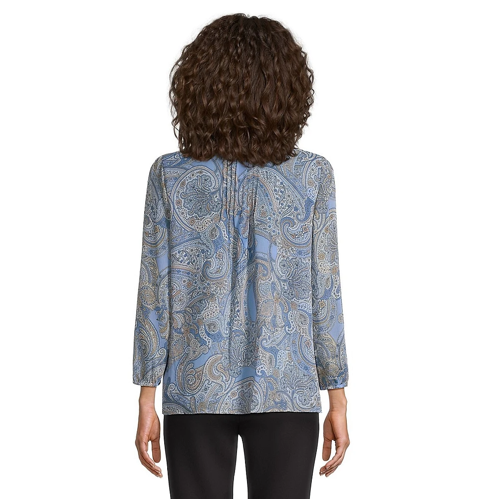 Dancing Paisley Pintuck Blouse