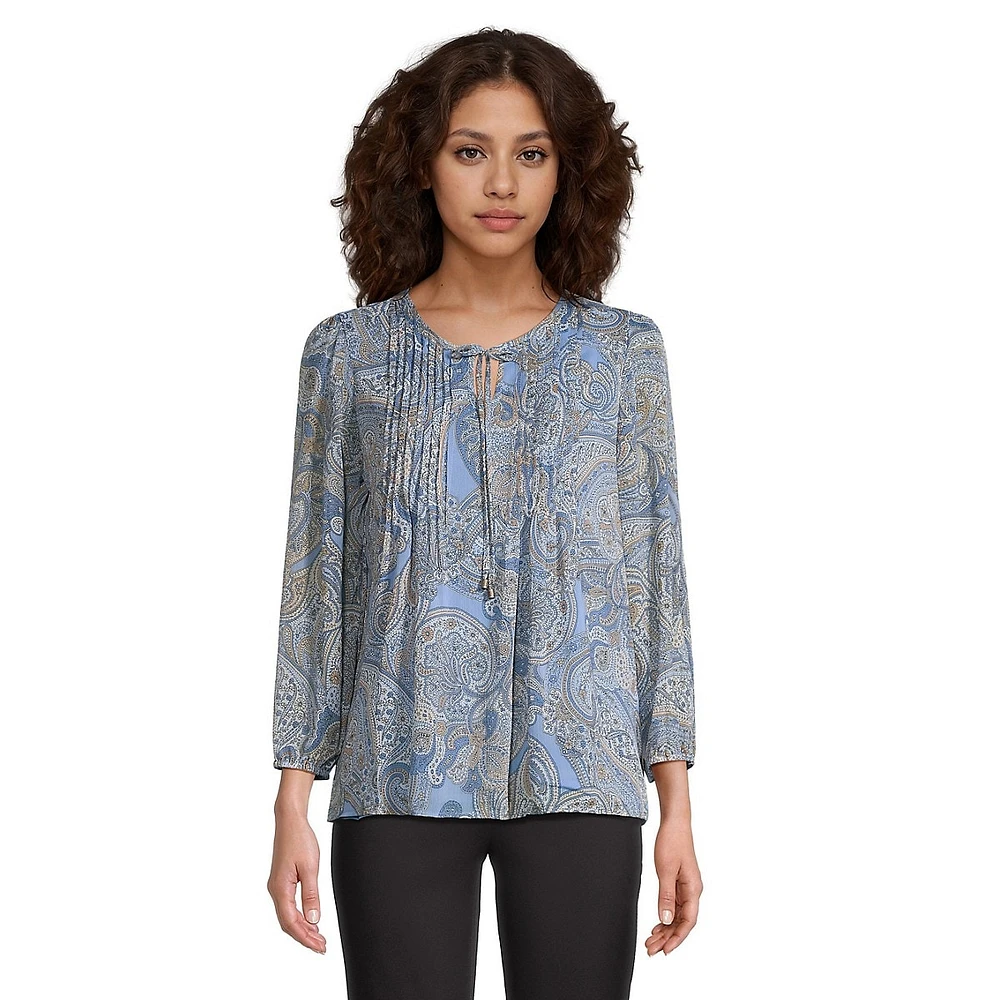 Dancing Paisley Pintuck Blouse