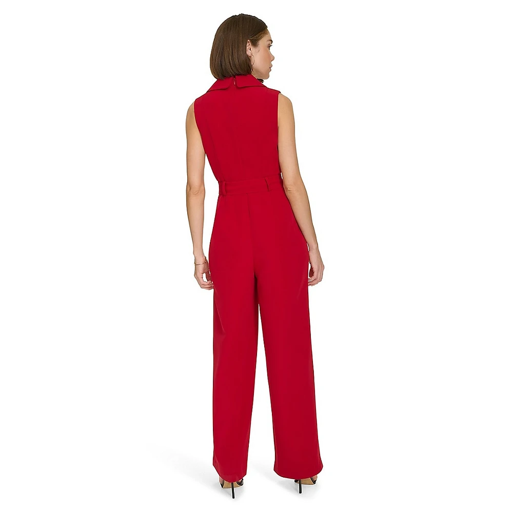 Faux Wrap Salon Stretch Jumpsuit