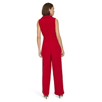 Faux Wrap Salon Stretch Jumpsuit