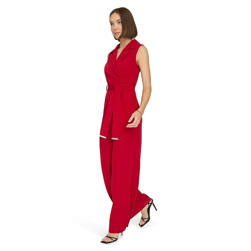 Faux Wrap Salon Stretch Jumpsuit