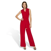 Faux Wrap Salon Stretch Jumpsuit