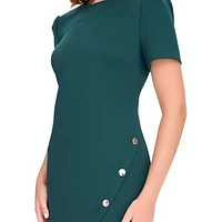 Studded Asymmetrical Scuba Sheath Dress