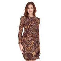 Side-Tie Paisley Mesh Dress