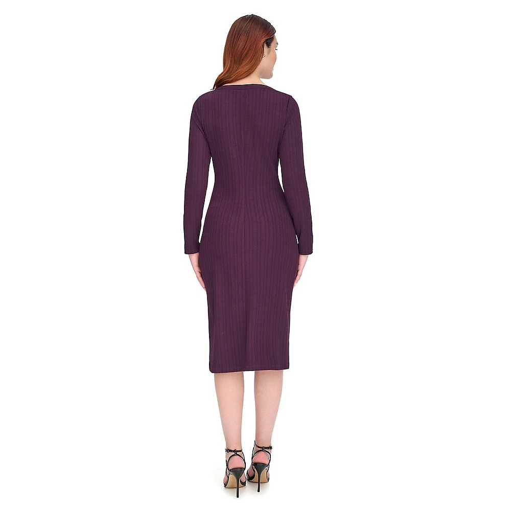 Robe mi-longue en maille texturée à col bateau