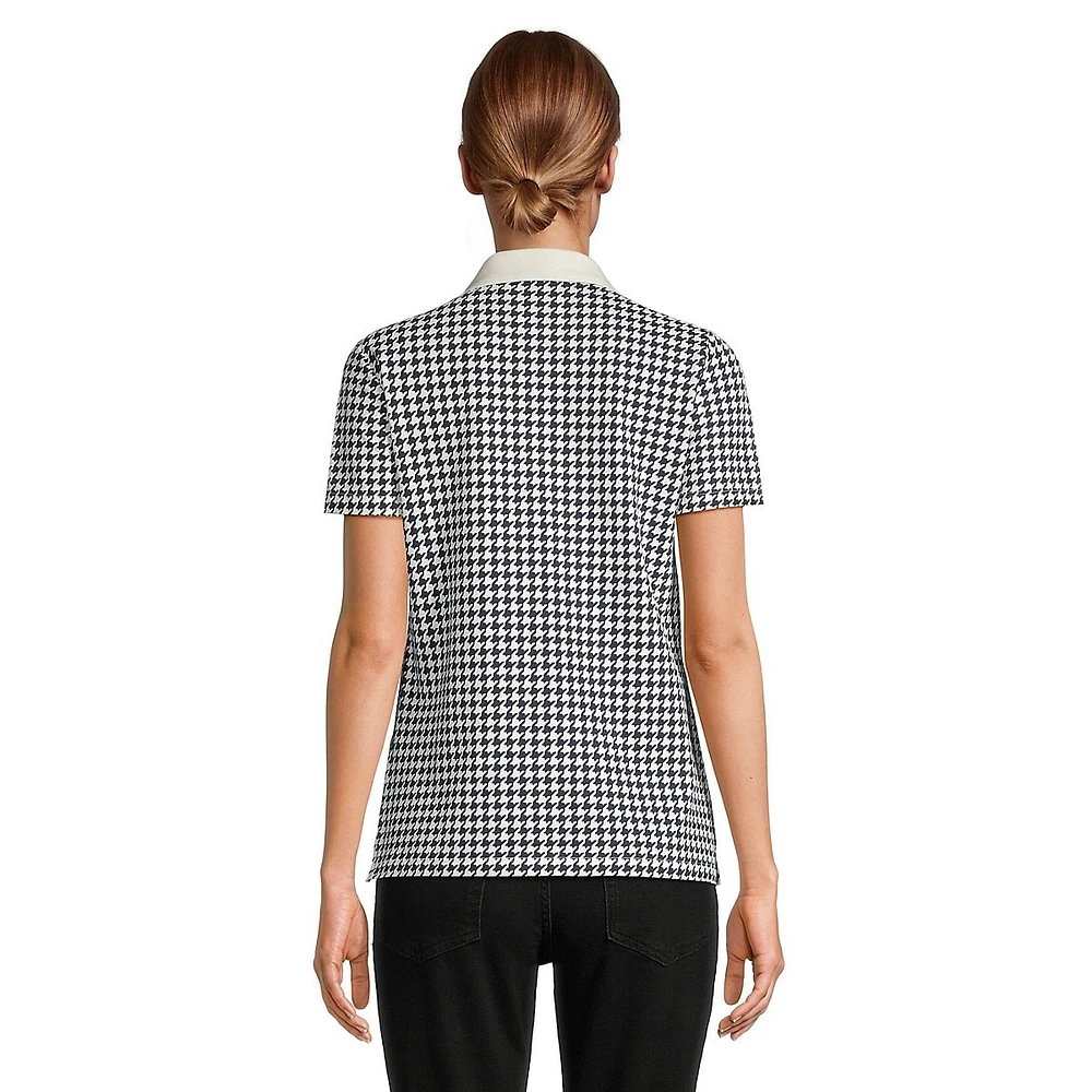 Houndstooth-Print Polo Shirt