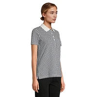 Houndstooth-Print Polo Shirt