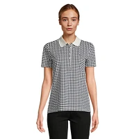 Houndstooth-Print Polo Shirt