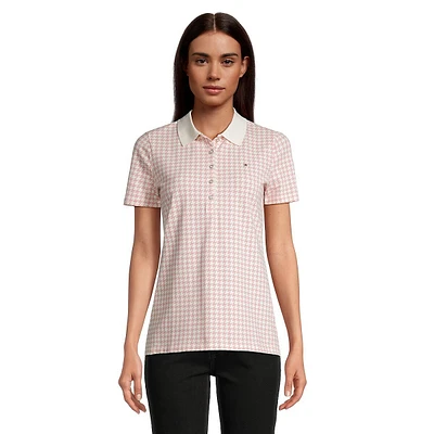 Houndstooth-Print Polo Shirt