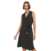 Classic Dot-Print Sleeveless Dress