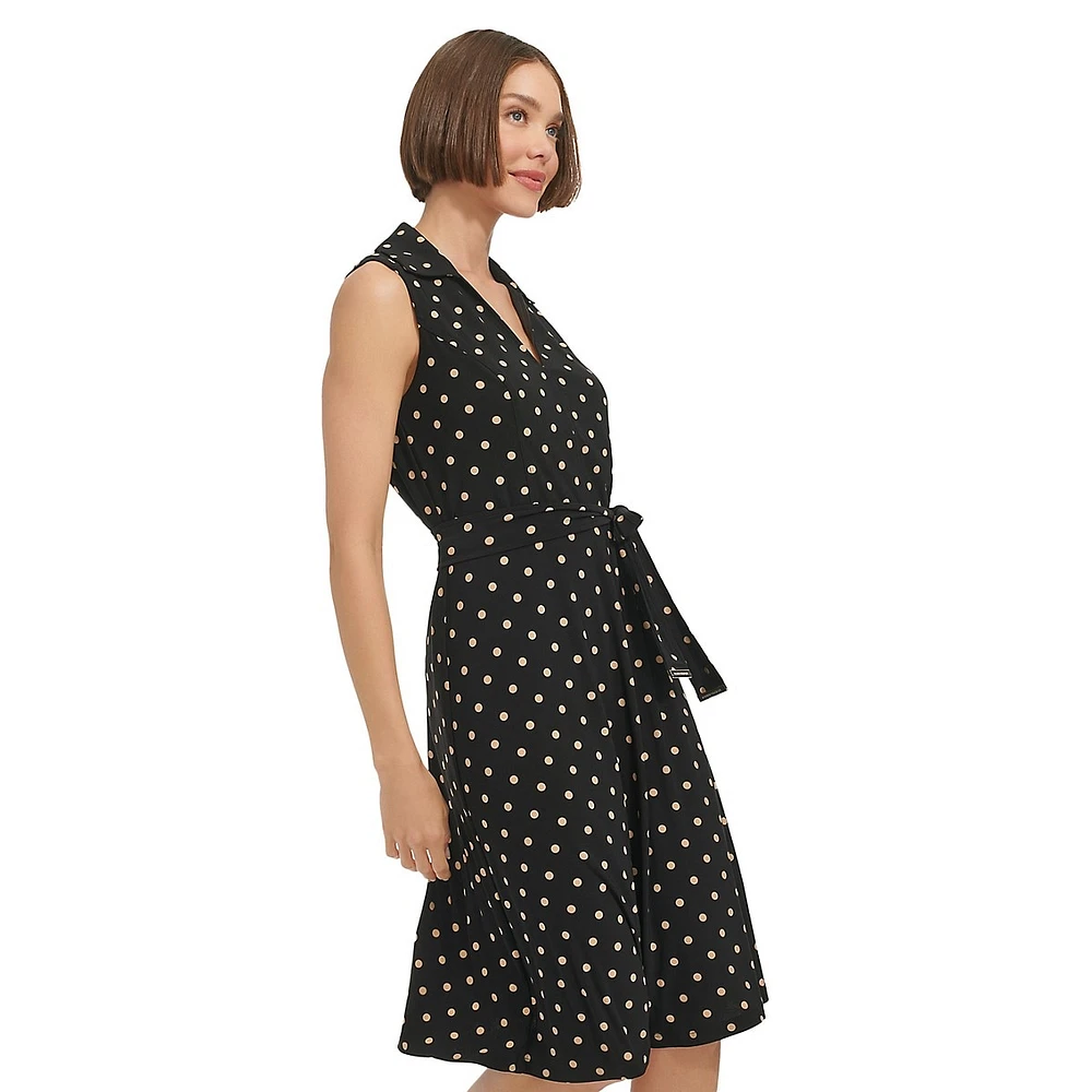 Classic Dot-Print Sleeveless Dress