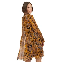 Verbier Paisley Chiffon Shift Dress