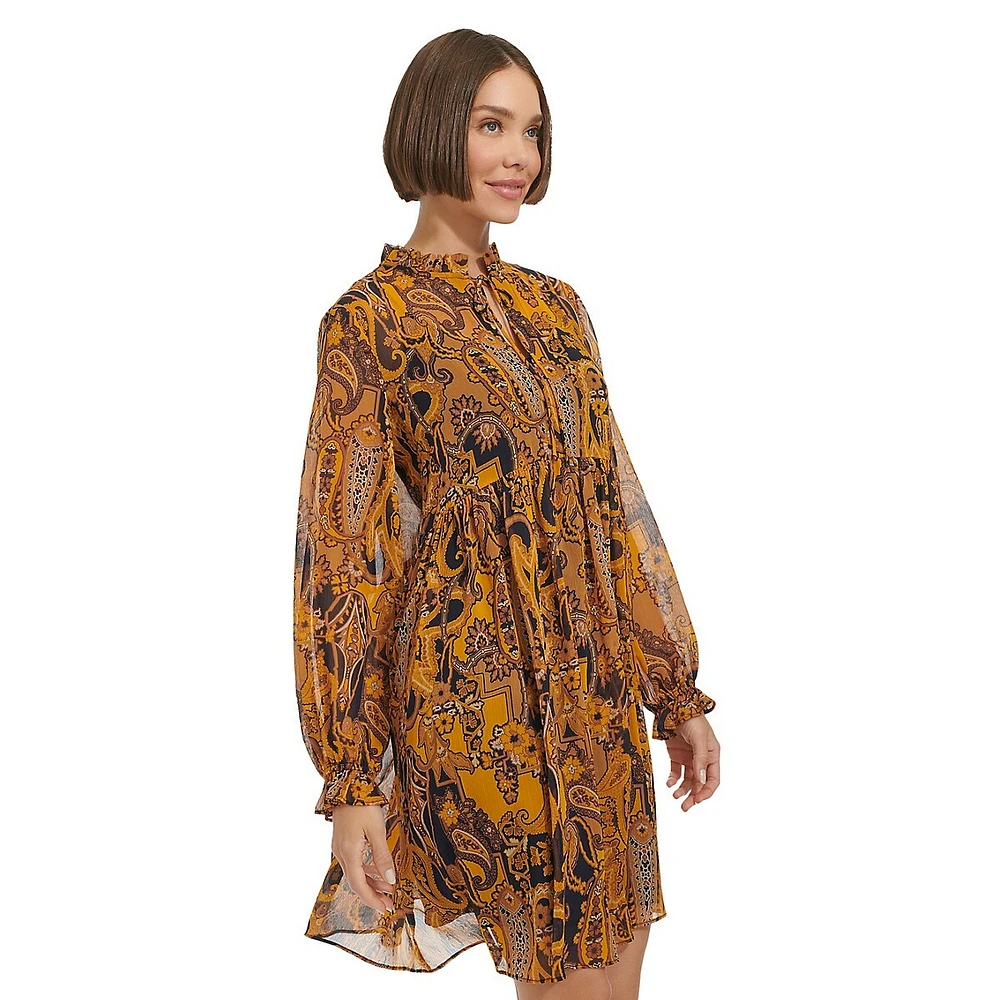 Verbier Paisley Chiffon Shift Dress