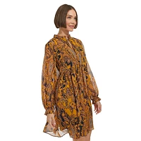 Verbier Paisley Chiffon Shift Dress