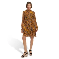 Verbier Paisley Chiffon Shift Dress