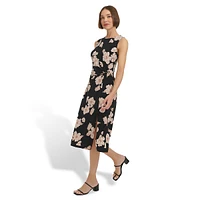 Sarancina Floral Sleeveless Side-Twist Midi Dress