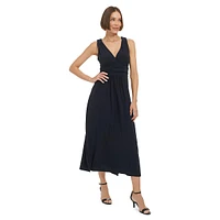 Sleeveless Ruched Waist Maxi Dress