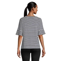 Flare-Sleeve Stripe T-Shirt