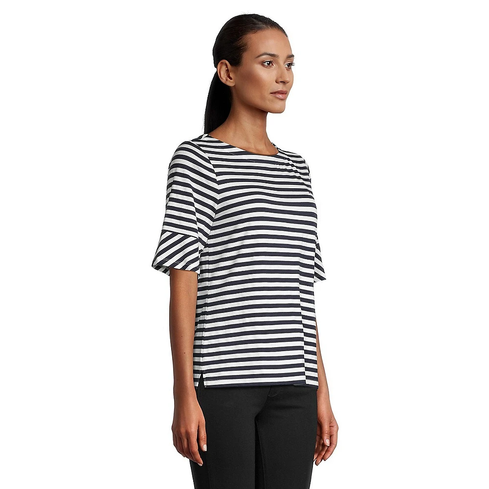 Flare-Sleeve Stripe T-Shirt