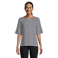 Flare-Sleeve Stripe T-Shirt