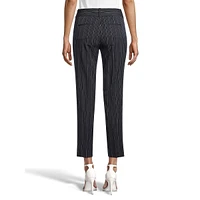 Pinstripe Slim-Fit Ankle Dress Pants