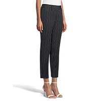 Pinstripe Slim-Fit Ankle Dress Pants