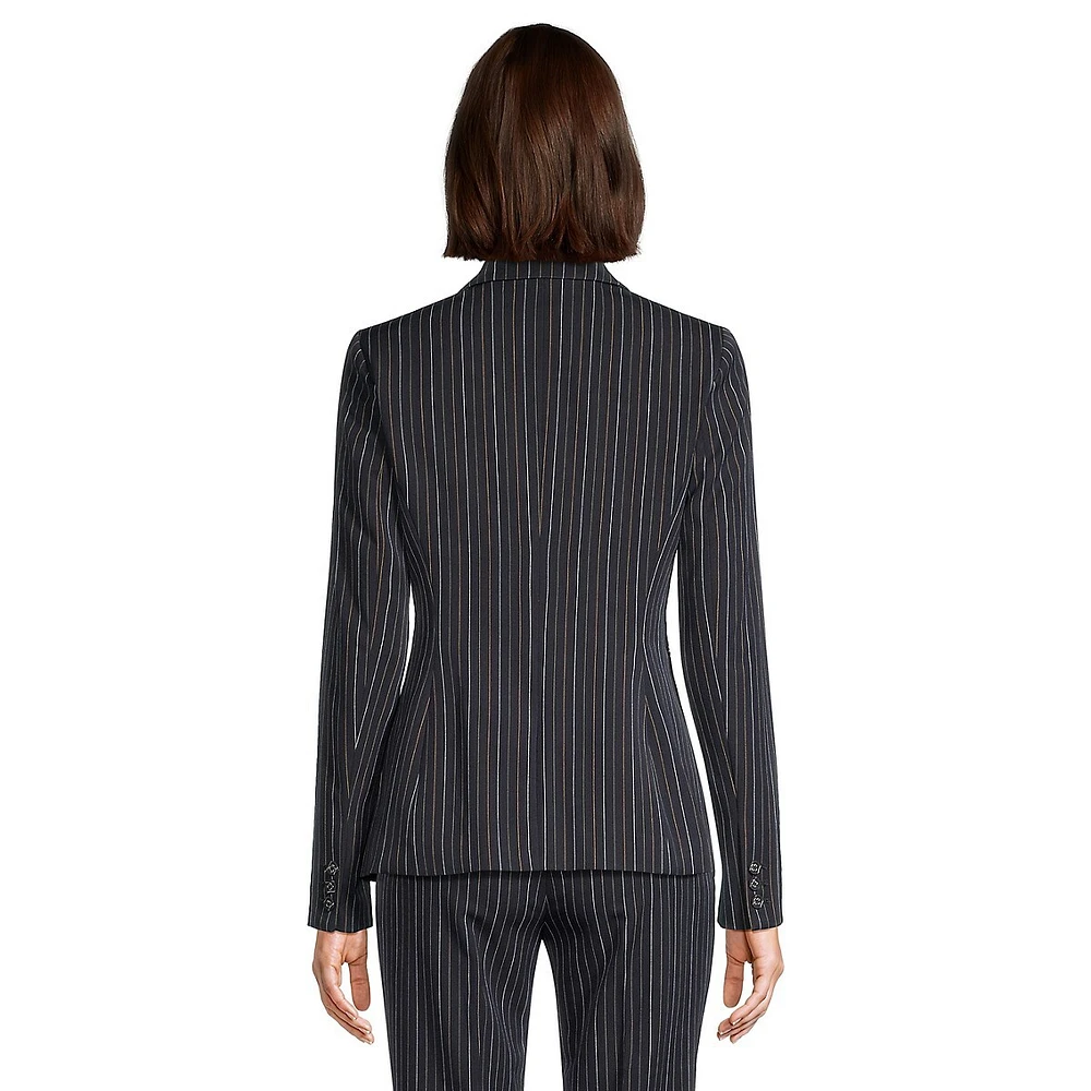 Slim-Fit Pinstripe One-Button Blazer