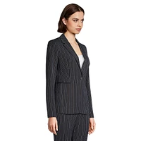 Slim-Fit Pinstripe One-Button Blazer