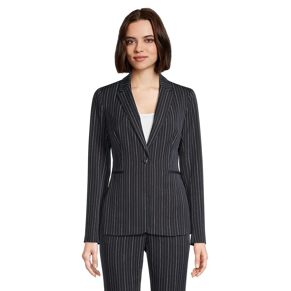 Slim-Fit Pinstripe One-Button Blazer