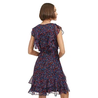 Charleston Floral Flutter Ruffle Fit-&-Flare Dress