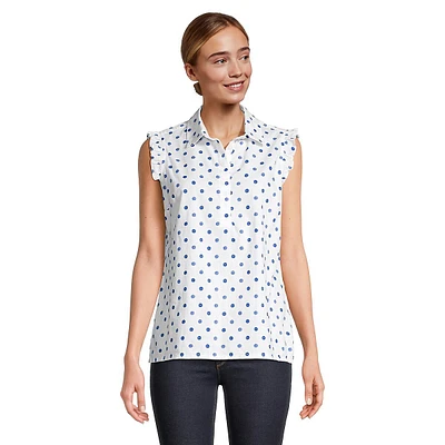 Dot-Print Sleeveless Top