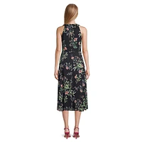 Floral Chiffon Halterneck Midi Dress