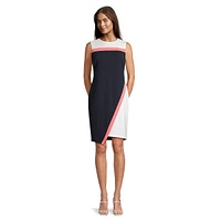 Sleeveless Scuba Crepe Colourblock Sheath Dress