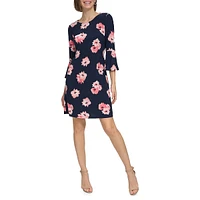 Lily Cluster Bell-Sleeve Jersey Shift Dress