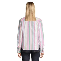 Multicolour Stripe Roll-Tab Sleeve Shirt