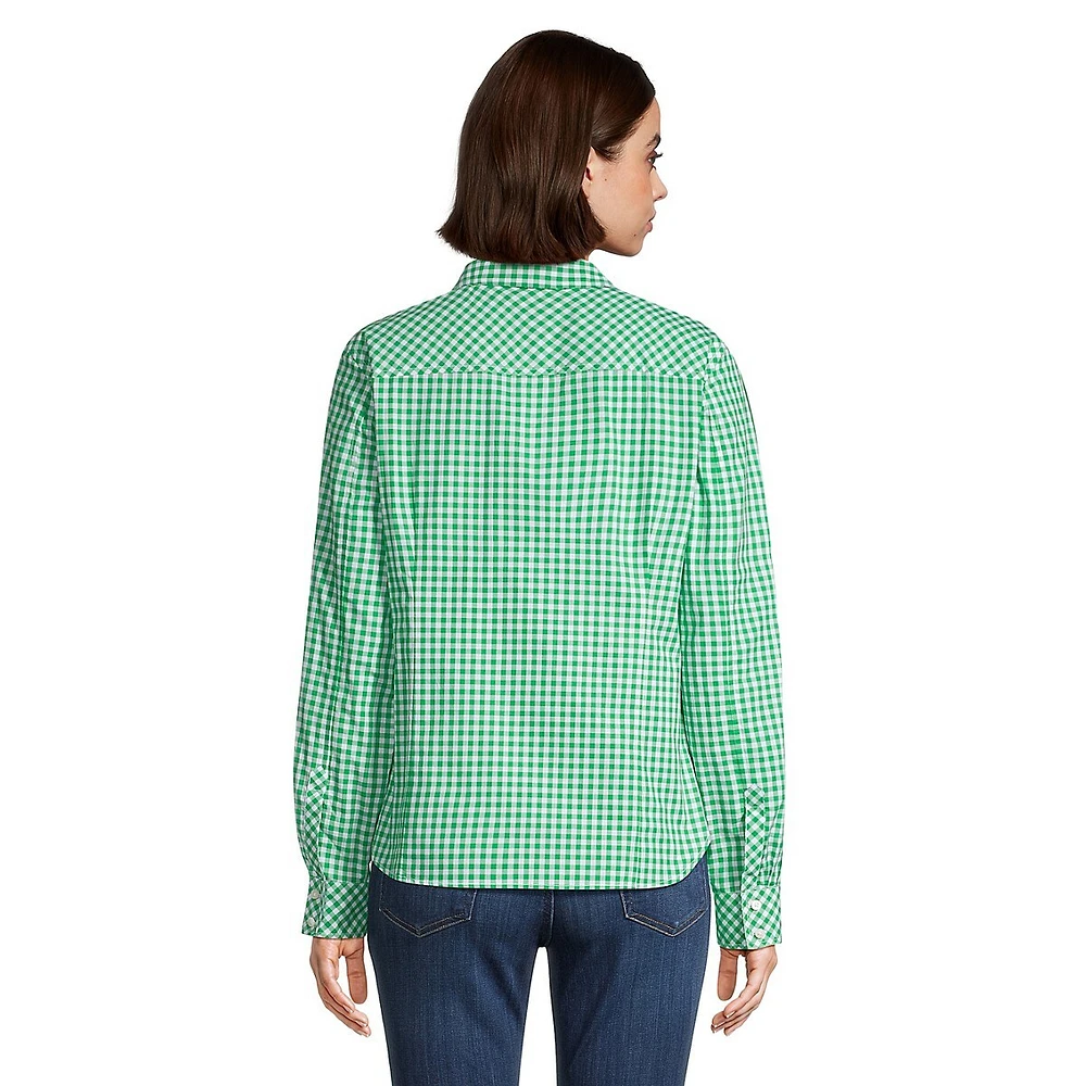 Gingham Roll-Tab Sleeve Shirt