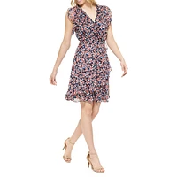 Floral Surplice Chiffon Dress